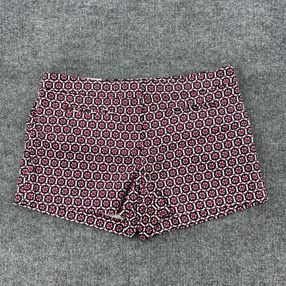 Dalia Collection Geometric City Fit Shorts Women 12 Navy Pink Preppy Mod Retro